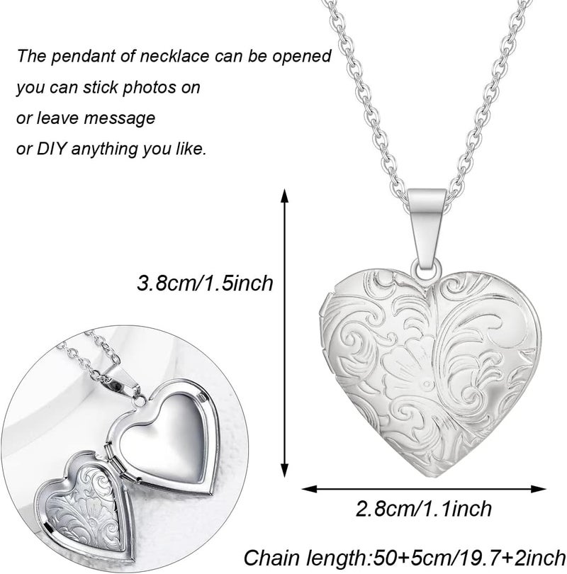 Weenkeey 2 Pcs Locket Necklace that Holds Pictures Stainless Steel Locket Pendant Necklace Memory Photo Pendant Necklace for Women Girls - Image 2